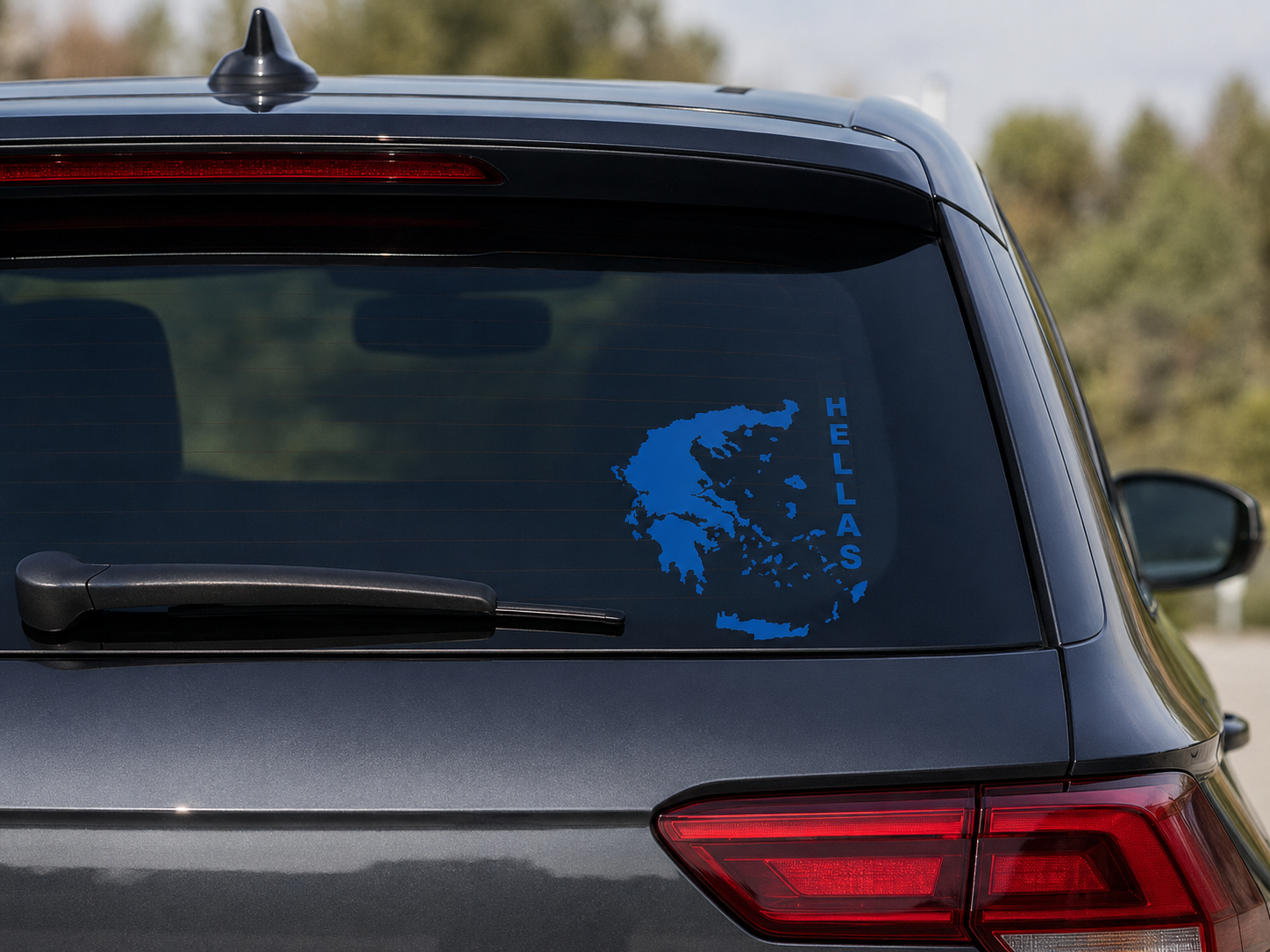 Hellas-Landkarte – hochwertiger Folienaufkleber Arial - blau